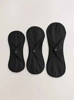 Noir - Doublures de période d’écoulement moyen Slips avec sac de lavage 3 Lot
