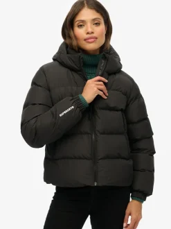 Noir - Doudoune Superdry de sport à capuche