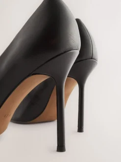 Noir - Escarpins en cuir à bout pointu