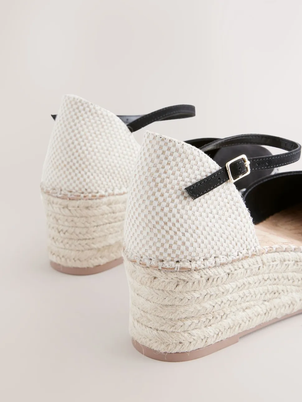 Noir - Espadrilles à plateforme fermée et à bout compensé