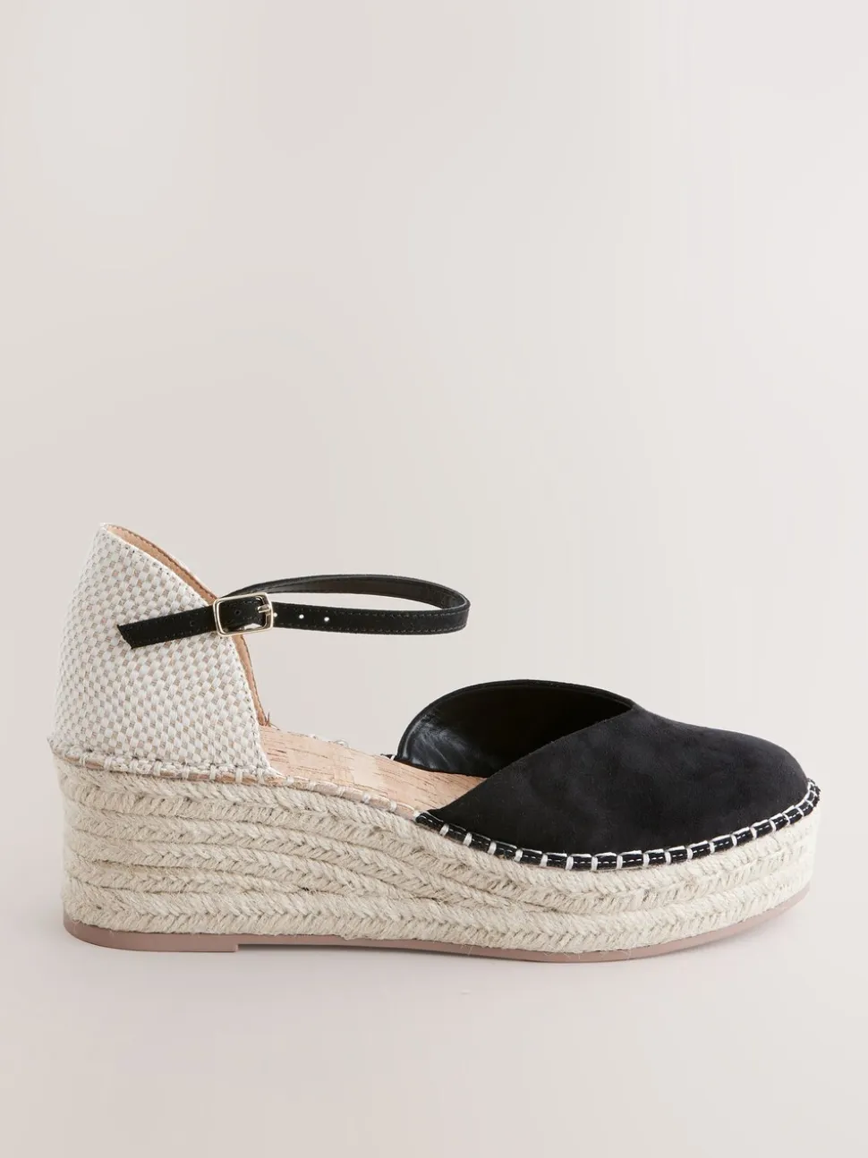 Noir - Espadrilles à plateforme fermée et à bout compensé
