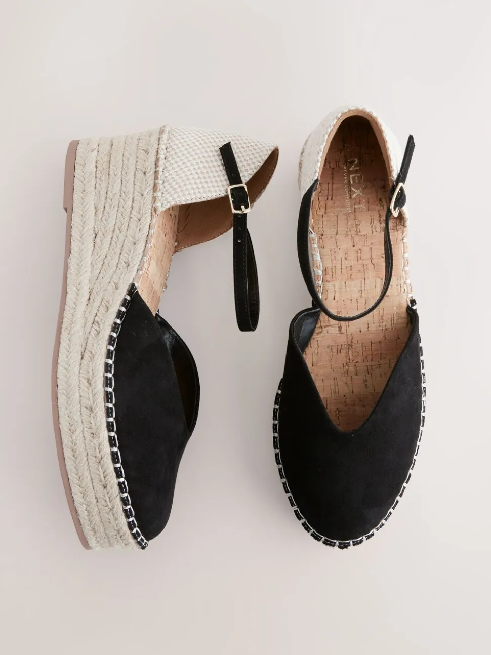Noir - Espadrilles à plateforme fermée et à bout compensé