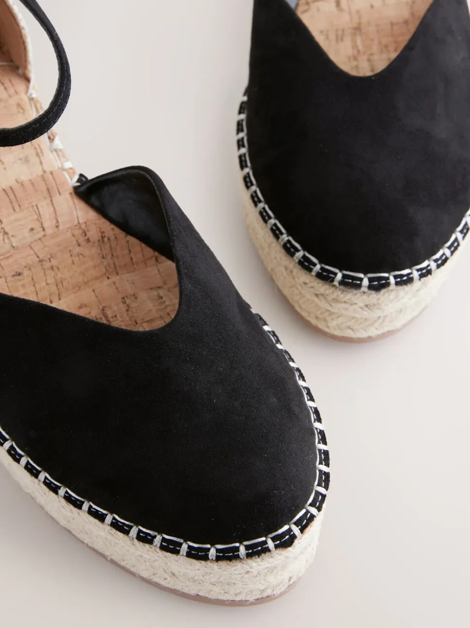 Noir - Espadrilles à plateforme fermée et à bout compensé
