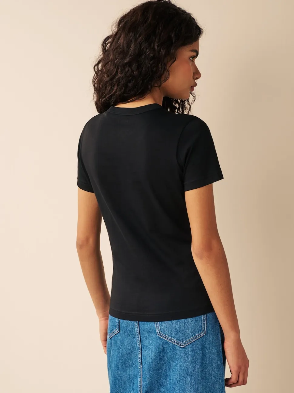 Noir - Essential Pure Cotton Courts Col rond T-shirt