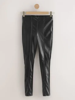 Noir - Faux leggings en cuir