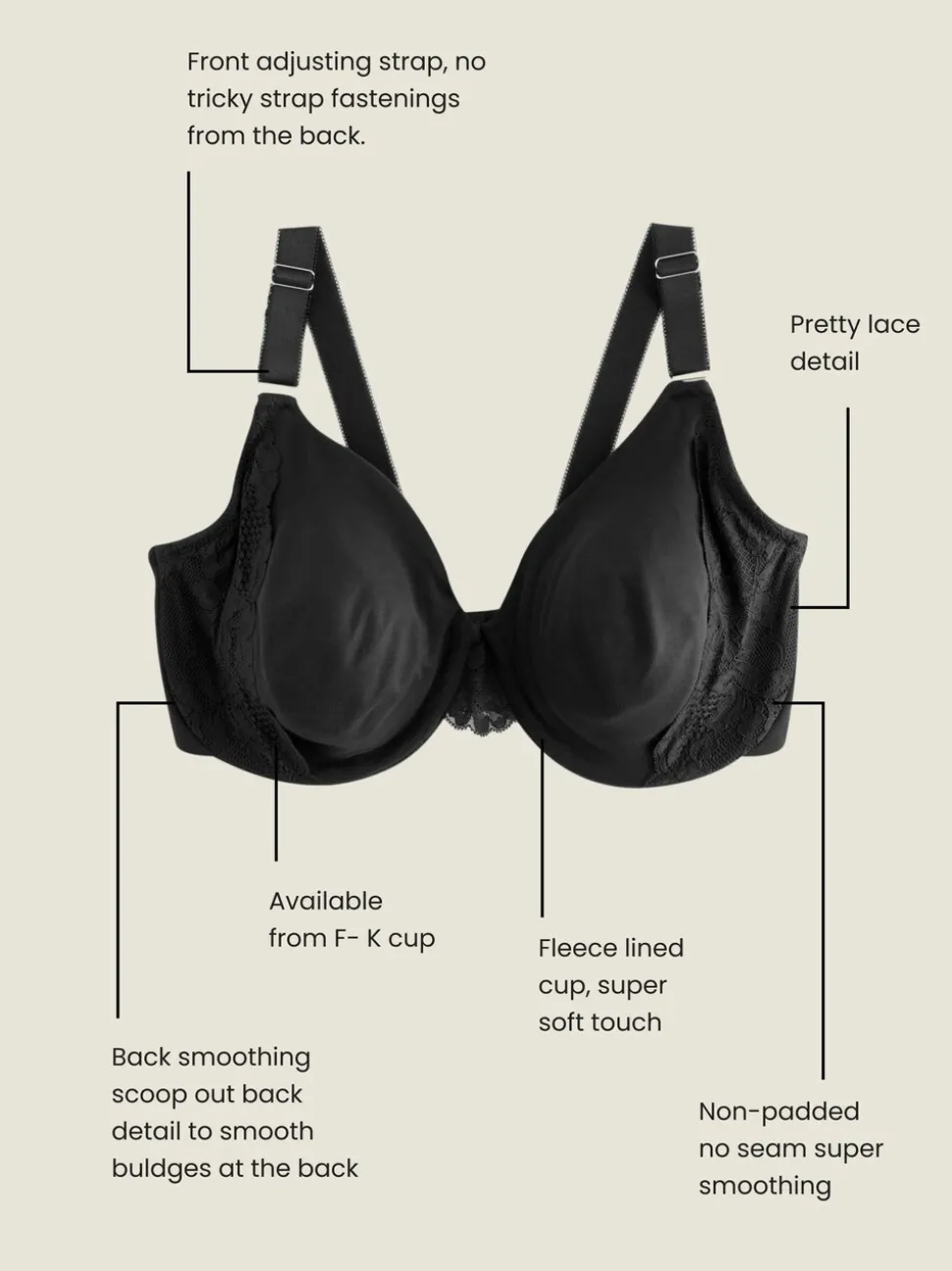 Noir - FC Ultimate Comfort & Support Soutiens-gorge à armatures non rembourrés