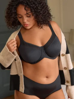 Noir - F-K Ultimate Support Cotton Minimiser Soutien-gorge à bretelles rembourré