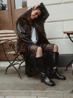 Noir - Forever Comfort® Bottes motardes à genoux