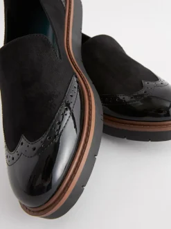Noir - Forever Comfort® Brogue Detail Chunky Sole Loafers