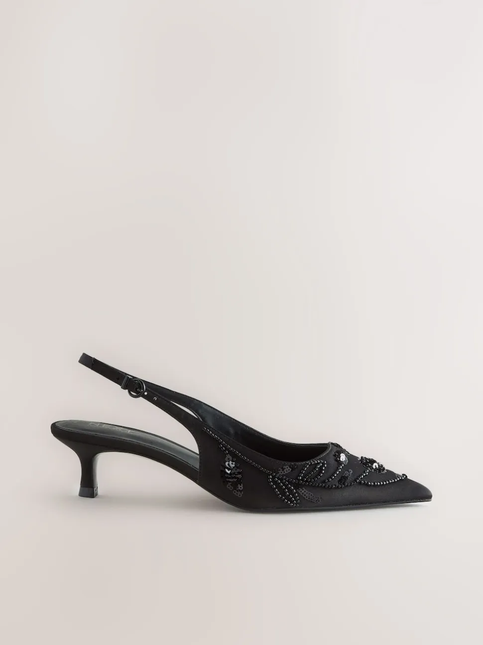 Noir - Forever Comfort Chaussures à talons chatons à bride arrière avec perles en satin