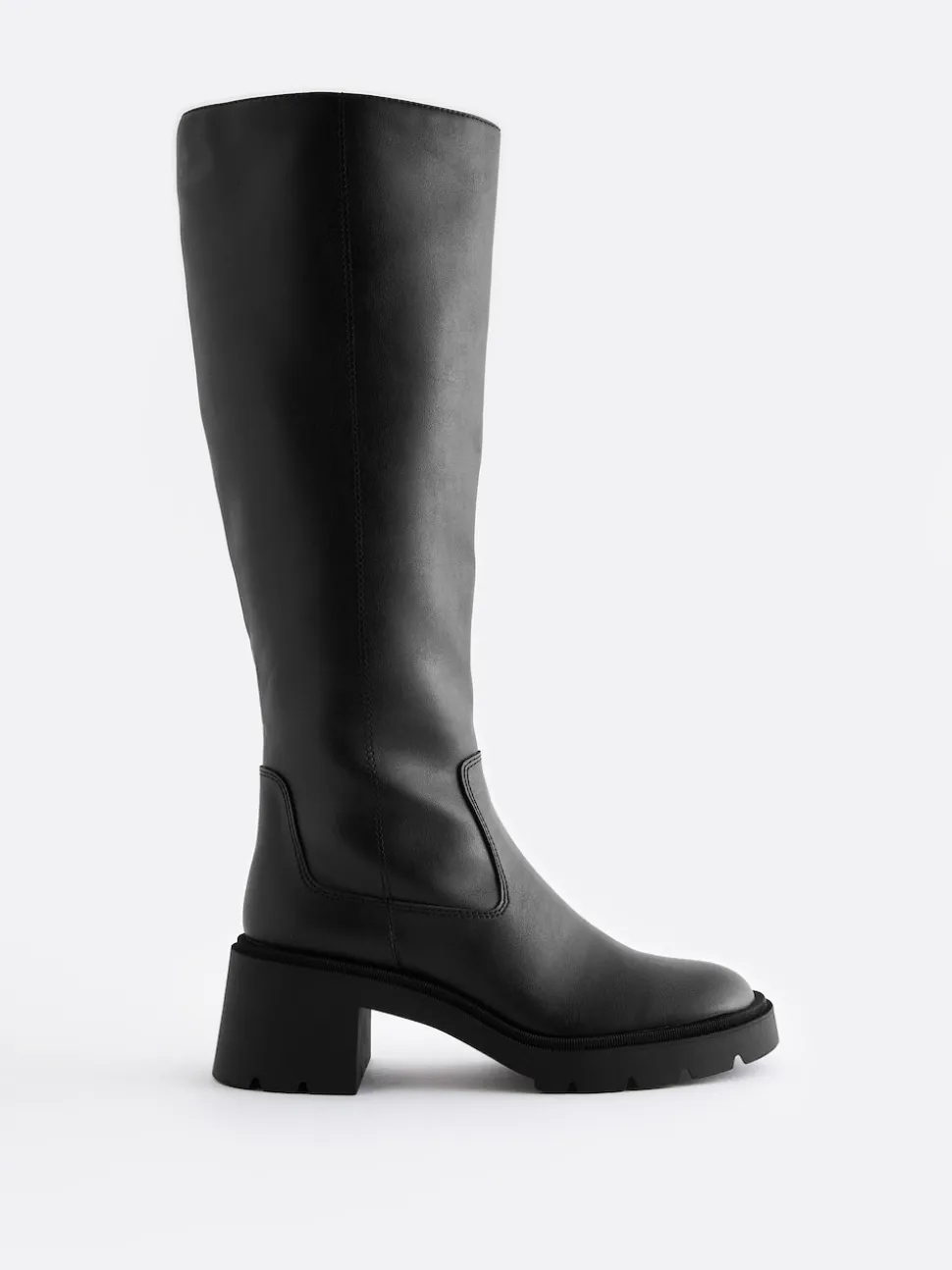 Noir - Forever Comfort® Chunky Heeled Round Toe Knee High Bottes