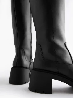 Noir - Forever Comfort® Chunky Heeled Round Toe Knee High Bottes
