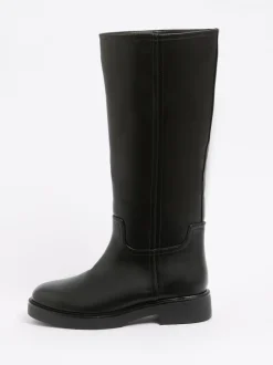 Noir - Friends Like These Bottes d’équitation longues décontractées plates à enfiler en similicuir