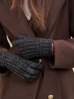 Noir - Gants Lipsy Shimmer en maille côtelée