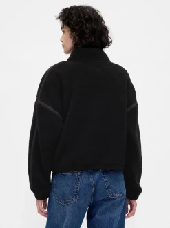 Noir - Gap Polaire raccourcie oversize en sherpa à demi-fermeture éclair