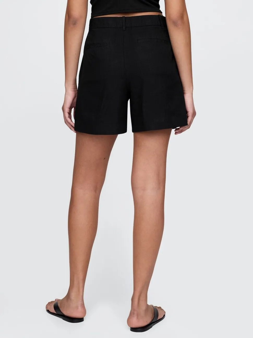 Noir - Gap short épais en lin Blend taille haute