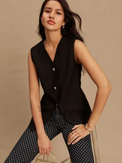 Noir - Gilet à col en V avec boutons