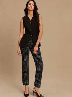 Noir - Gilet à col en V avec boutons