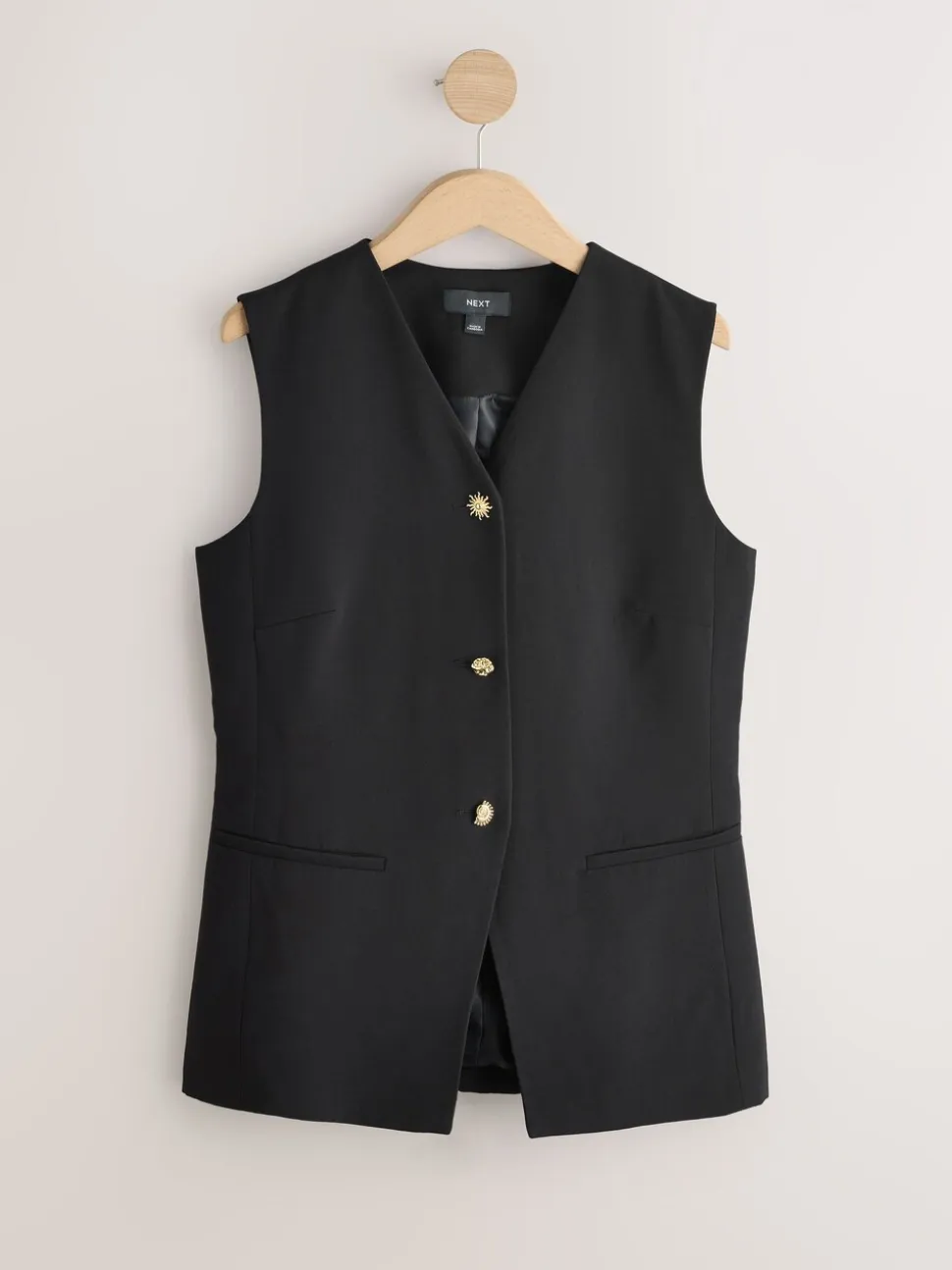 Noir - Gilet à col en V avec boutons