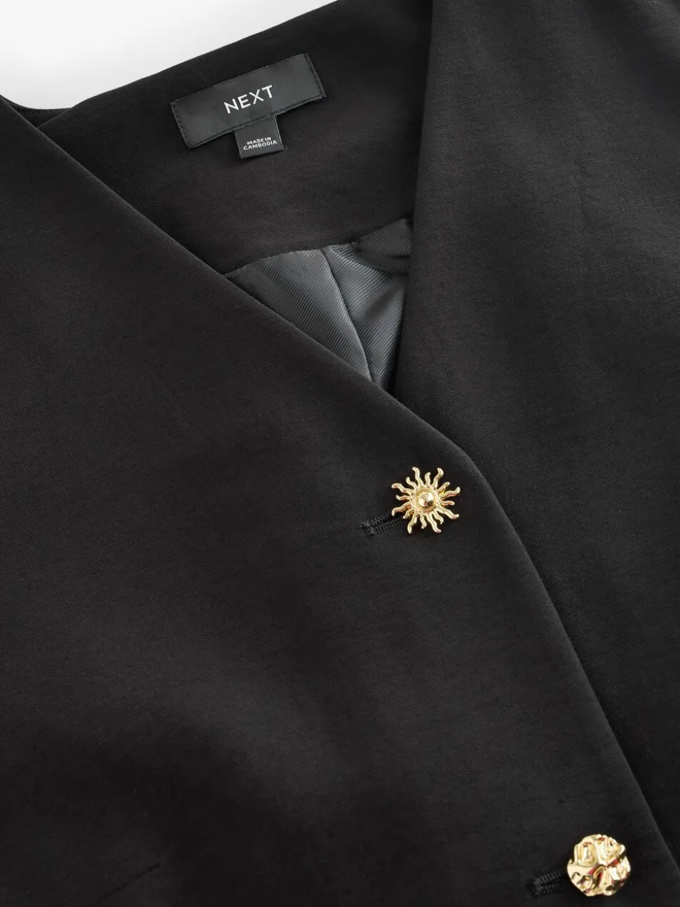 Noir - Gilet à col en V avec boutons