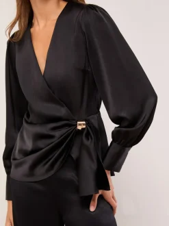 Noir - Haut cache-cœur Lipsy Satin hardware