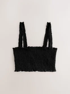 Noir - Haut de bikini Bandeau Shirred
