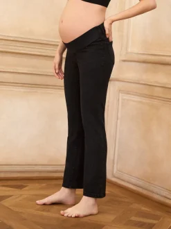 Noir - Jean de Grossesse Seraphine Underbump Coupe ajustée en tissu bio haut de gamme