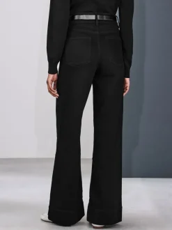Noir - Jean extensible Ample taille haute