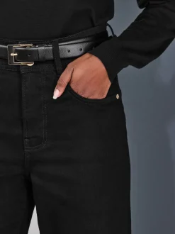 Noir - Jean extensible Ample taille haute