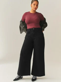 Noir - Jean taille haute Palazzo Jambe large Hourglass
