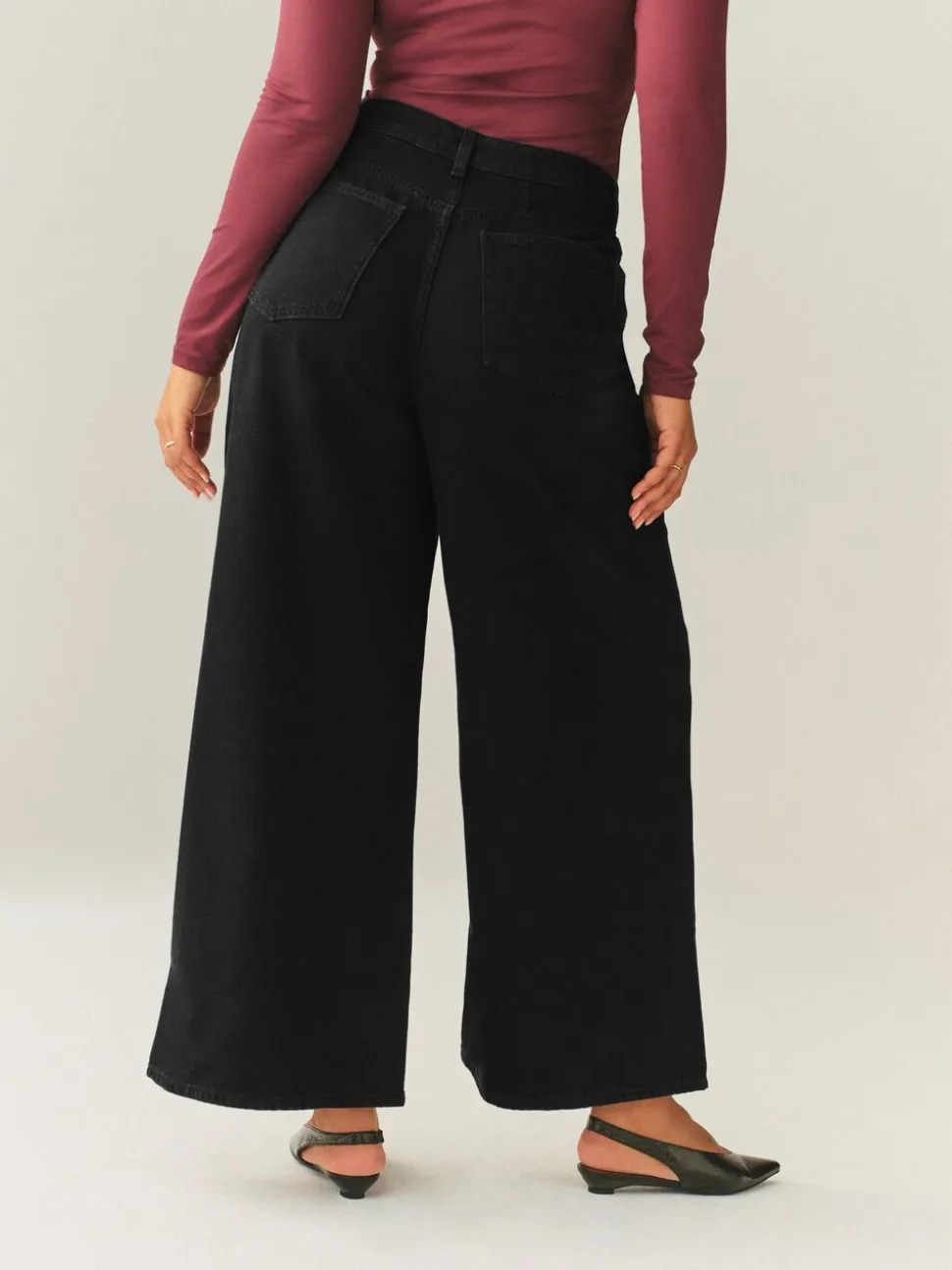Noir - Jean taille haute Palazzo Jambe large Hourglass