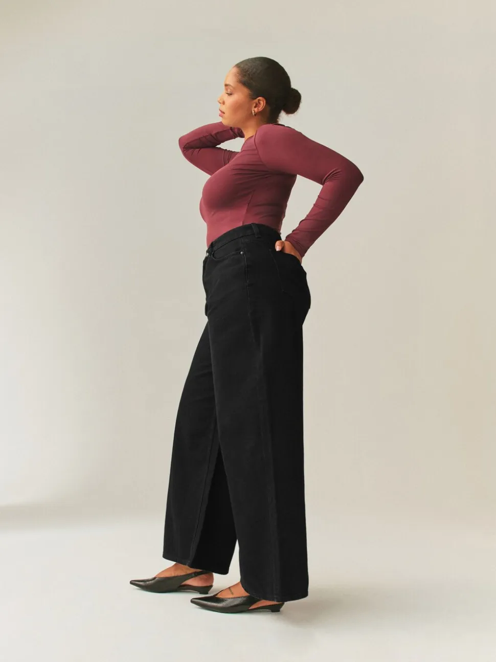 Noir - Jean taille haute Palazzo Jambe large Hourglass