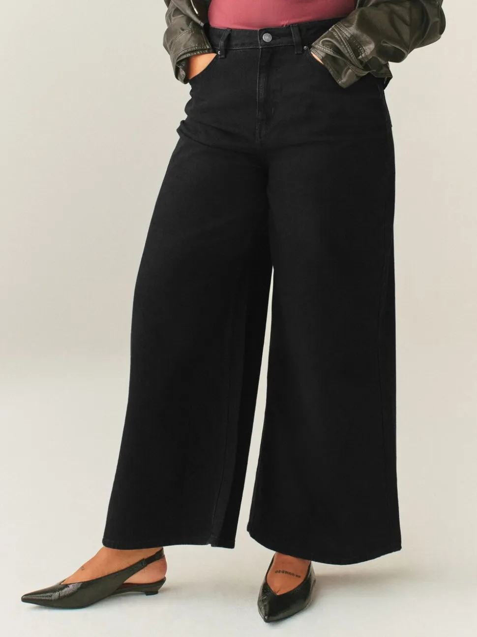 Noir - Jean taille haute Palazzo Jambe large Hourglass