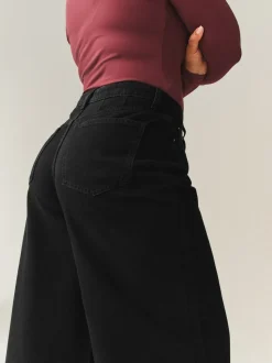 Noir - Jean taille haute Palazzo Jambe large Hourglass