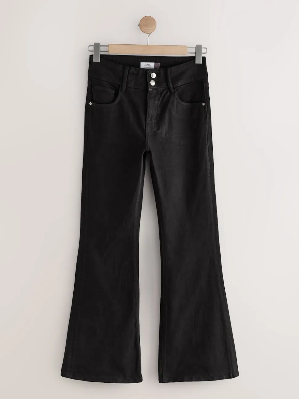 Noir - Jean évasé extensible à taille haute