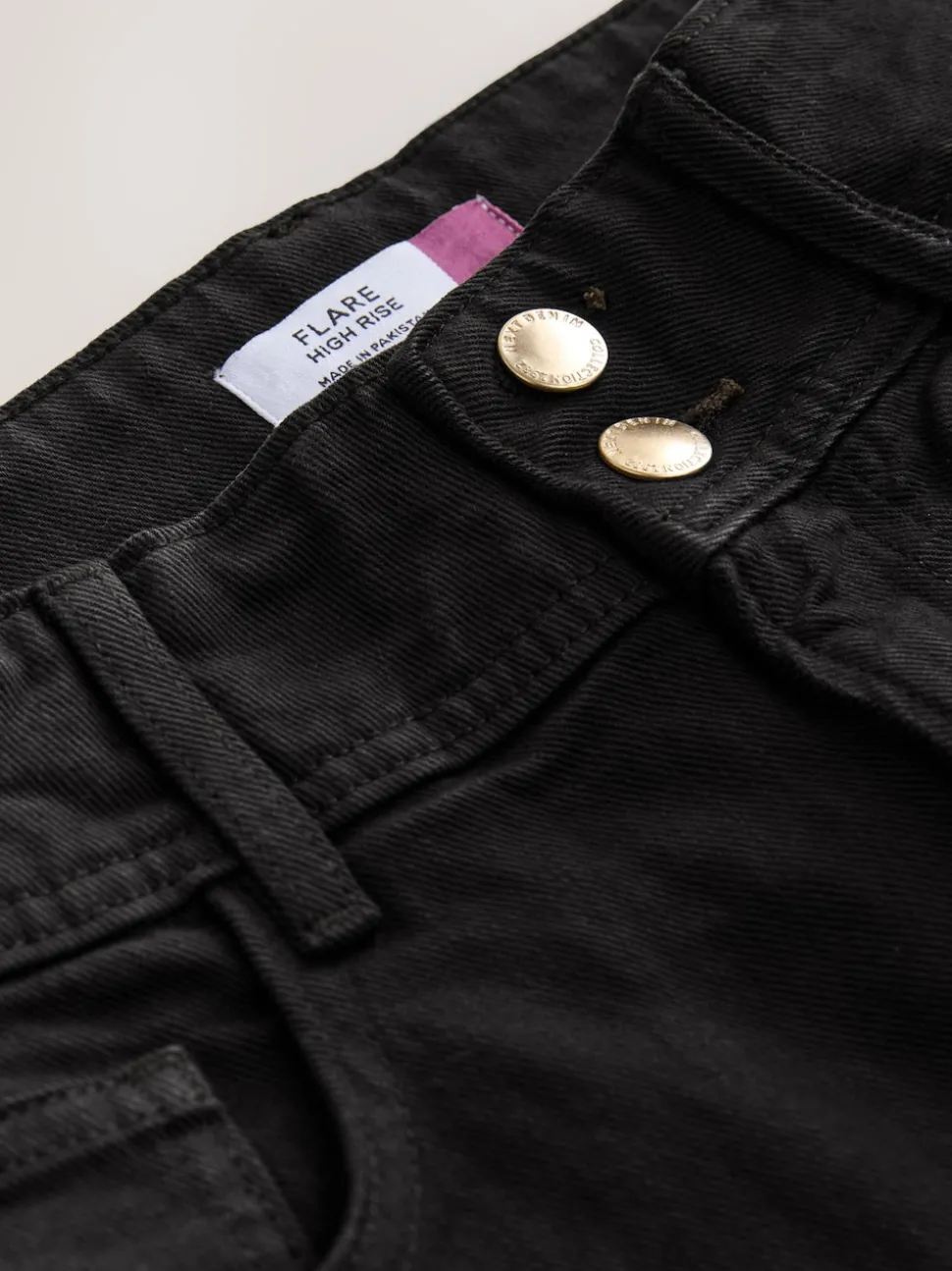 Noir - Jean évasé extensible à taille haute
