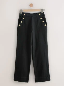 Noir - Jeans Ample Or à boutons sur le devant