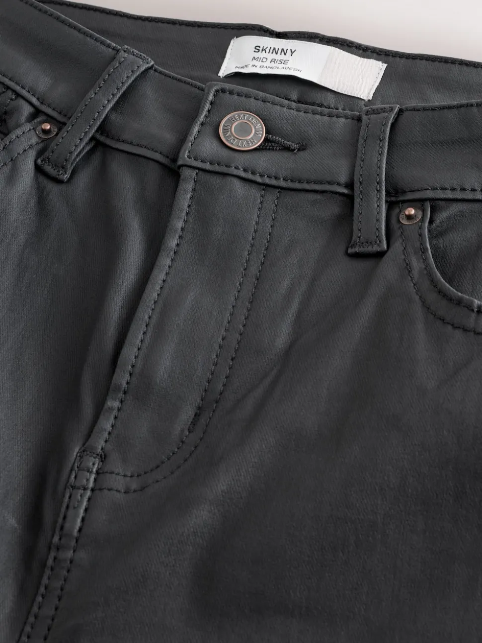 Noir - Jeans skinny en Denim enduit