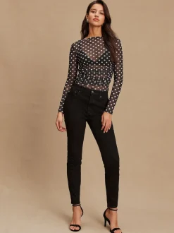 Noir - Jeans skinny extensible taille milieu
