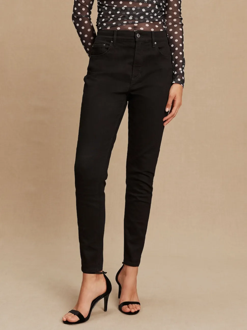 Noir - Jeans skinny extensible taille milieu