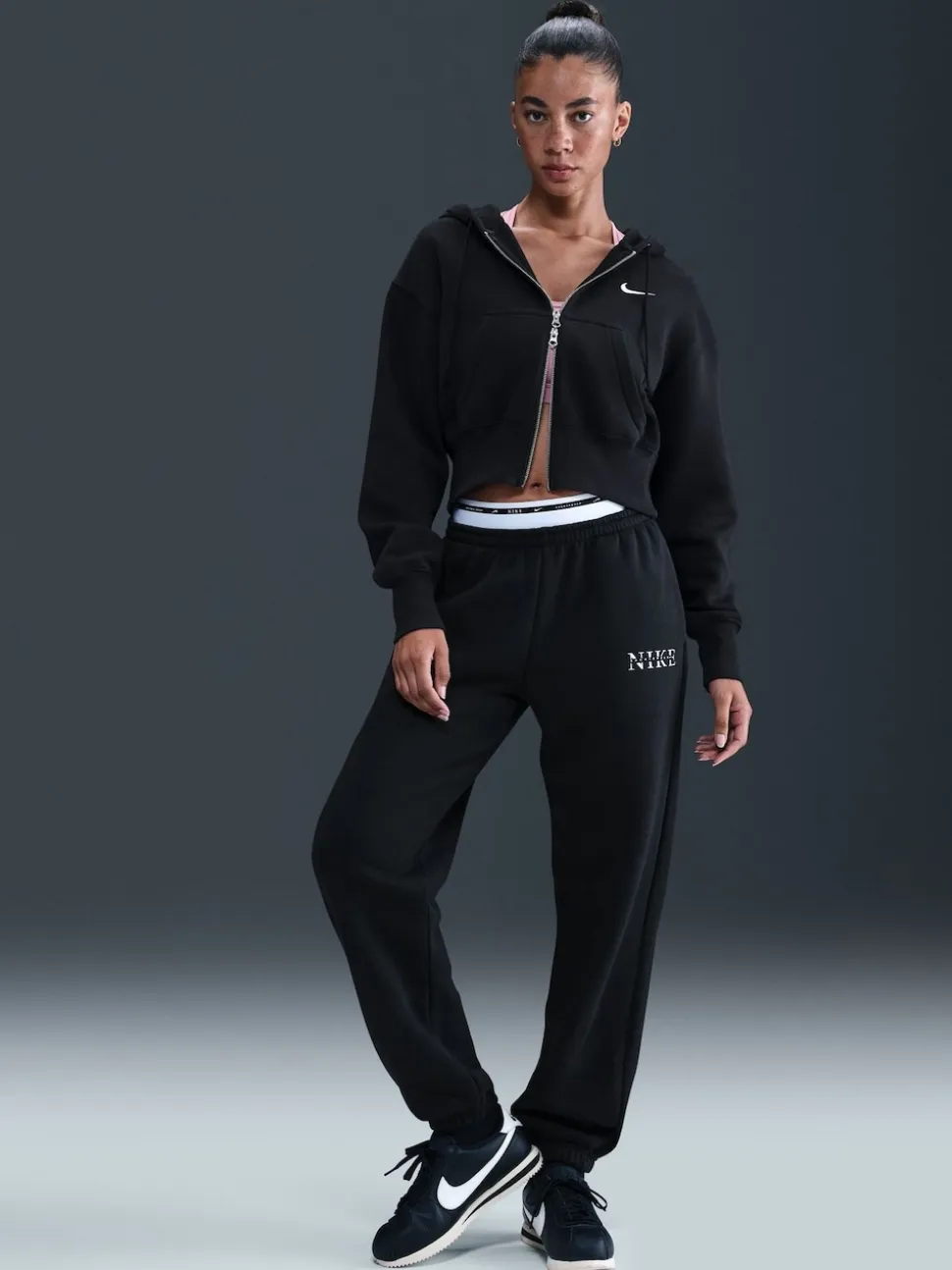 Noir - Jogging Nike oversize en polaire Phoenix taille haute à logo