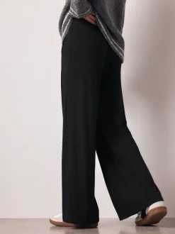 Noir - Joggings à jambe large en jersey