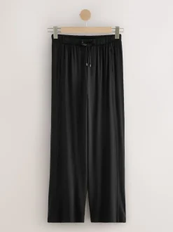 Noir - Joggings à jambe large en jersey