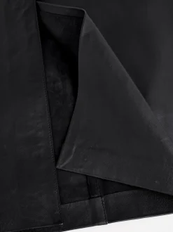 Noir - Jupe crayon N. Premium en cuir véritable