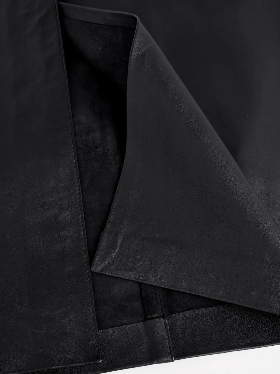 Noir - Jupe crayon N. Premium en cuir véritable