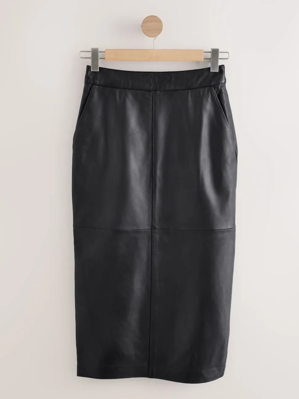 Noir - Jupe crayon N. Premium en cuir véritable
