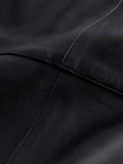 Noir - Jupe crayon N. Premium en cuir véritable