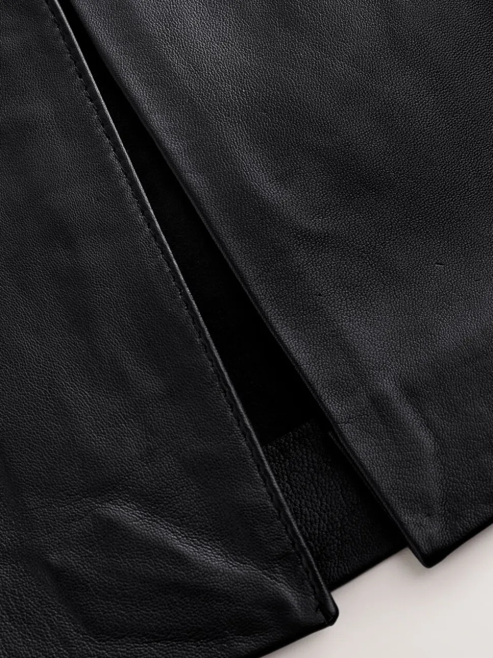 Noir - Jupe crayon N. Premium en cuir véritable