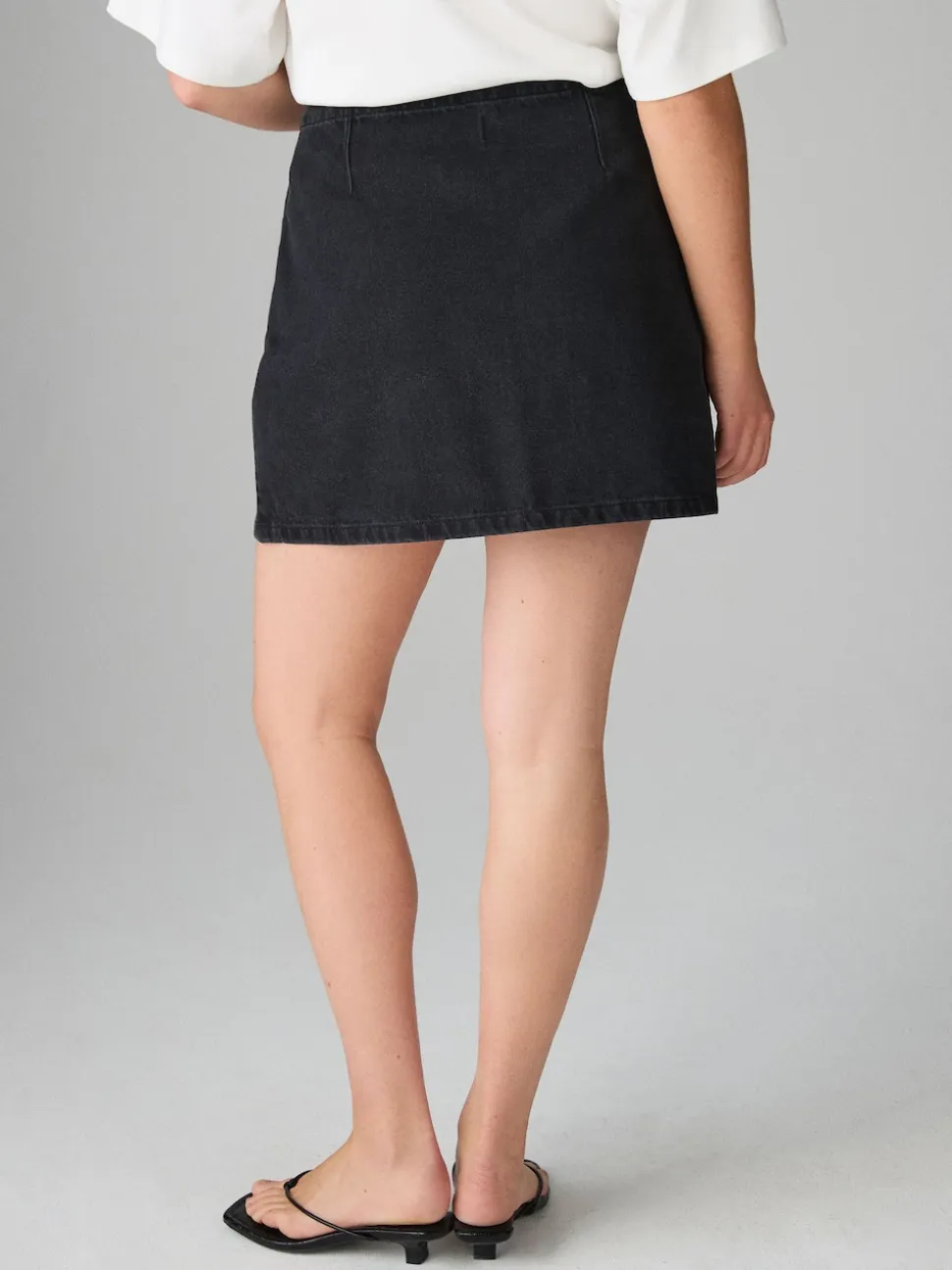 Noir - Jupe en jean mini sablier