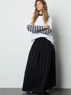 Noir - Jupe longue Maxi froncée